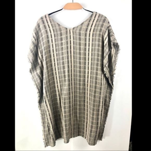 XIRENA Natural Striped Fringed V Neck Coverup - Picture 2 of 4